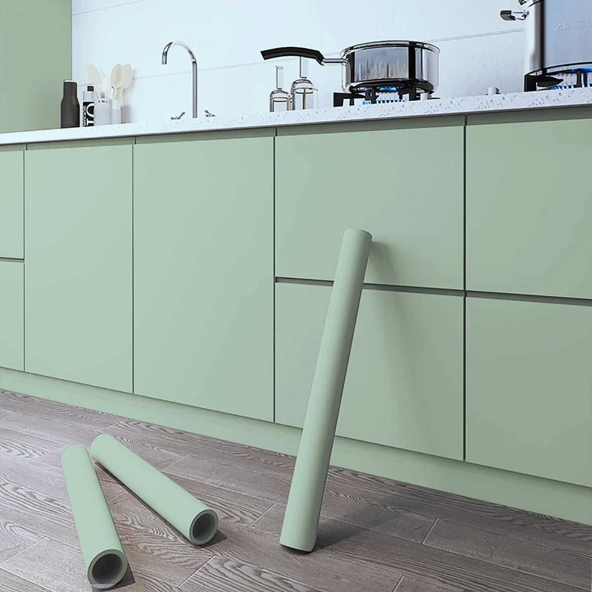 טפט ויניל ירוק מט – ארונות מטבח