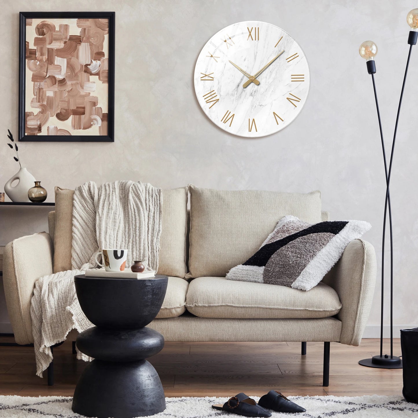 שעון קיר מודרני מזכוכית וקריסטל