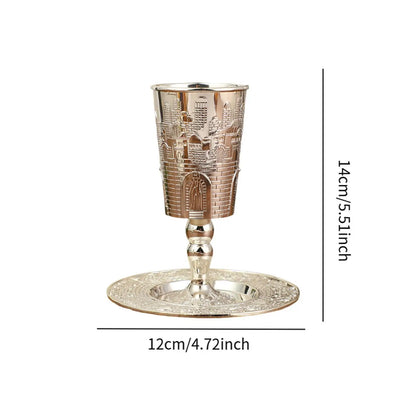 סט גביע קידוש ותחתית – דגם European Elijah