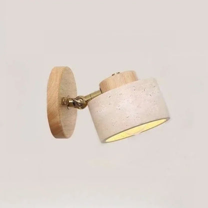 מנורת קיר אבן ועץ