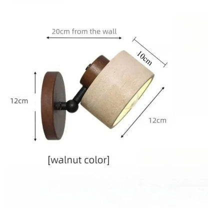 מנורת קיר אבן ועץ