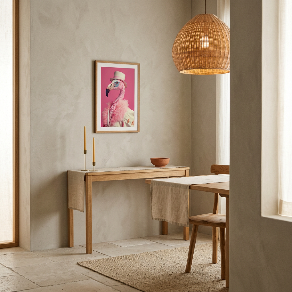 ציור קנבס בעיצוב פלמינגו - lifestyle