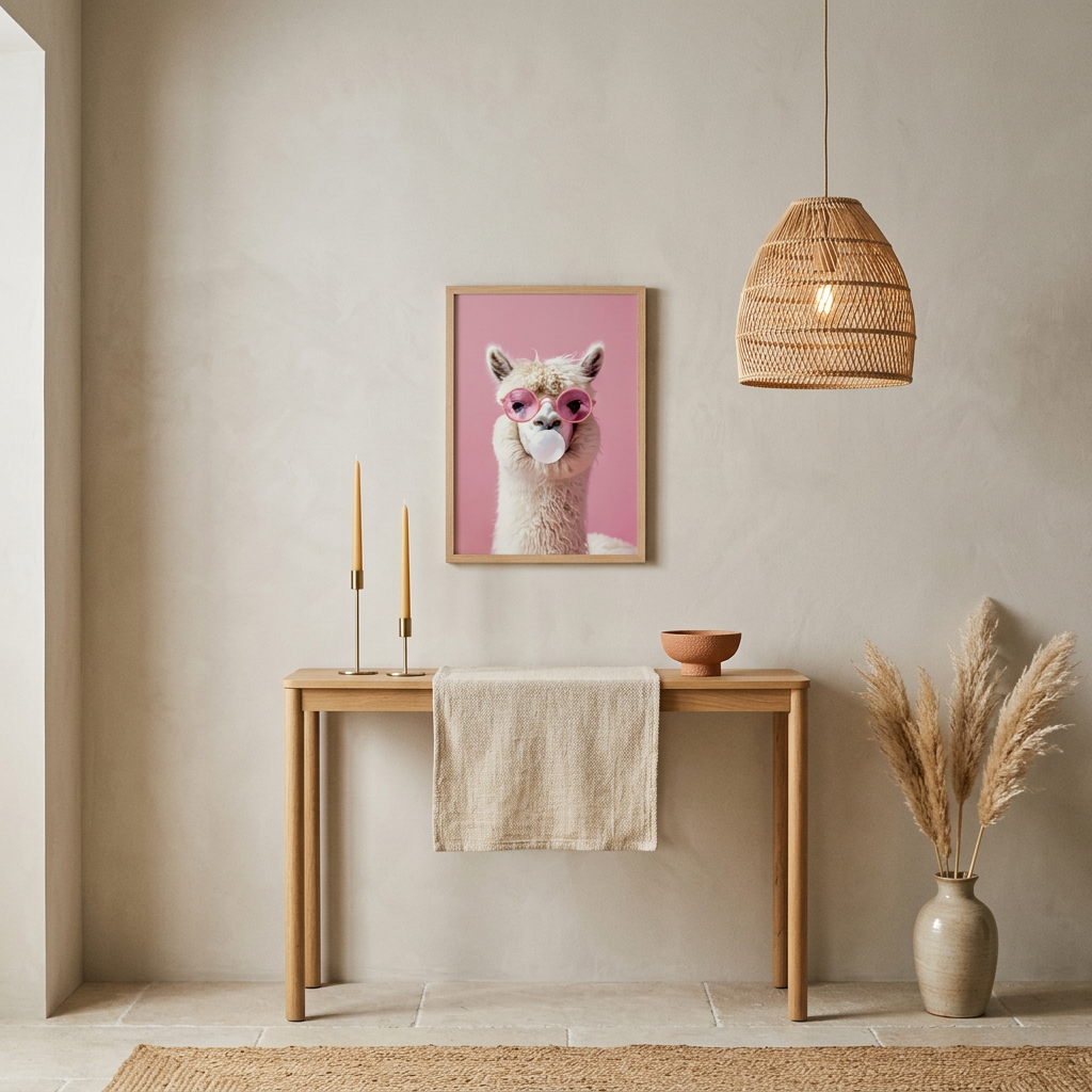 ציור קנבס בעיצוב לאמה - lifestyle