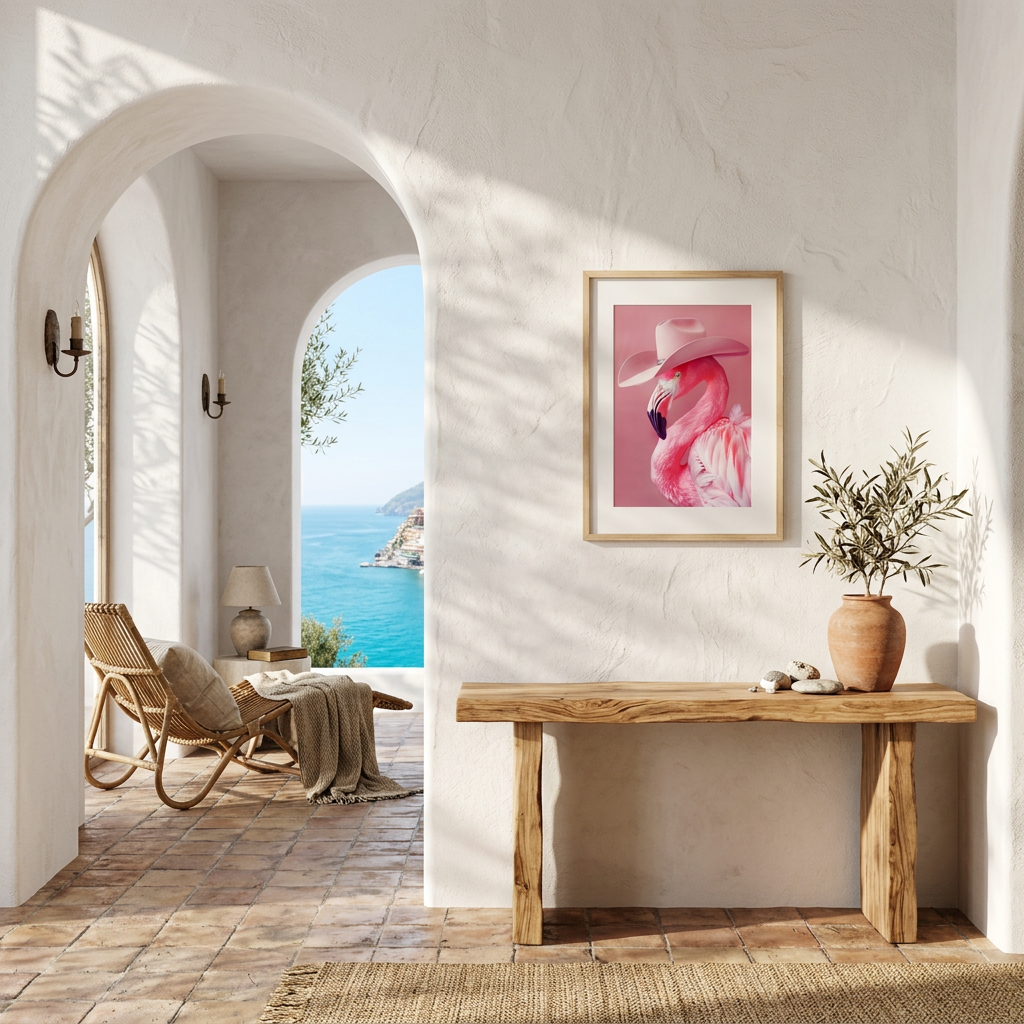 ציור קנבס בעיצוב פלמינגו - lifestyle