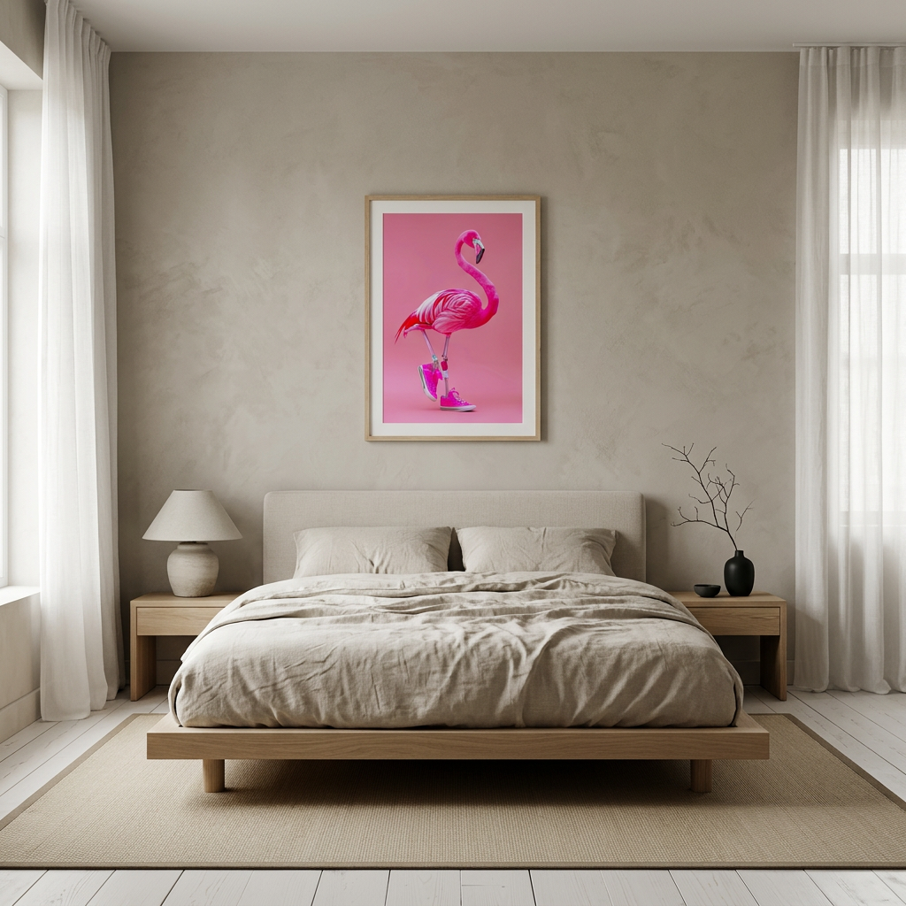 ציור קנבס בעיצוב פלמינגו - lifestyle