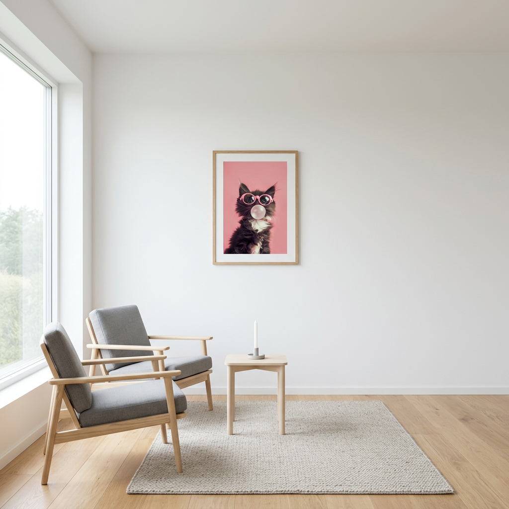 ציור קנבס בעיצוב חתול - lifestyle